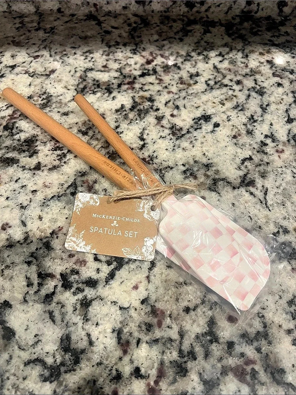 Mackenzie-Childs Rosy Check Spatulas Set of 2. NWT